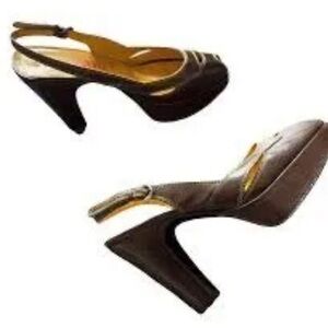 👠 Miu Miu Vintage Italian Leather Platform Heels | Brown | EU 38 / US 7.5